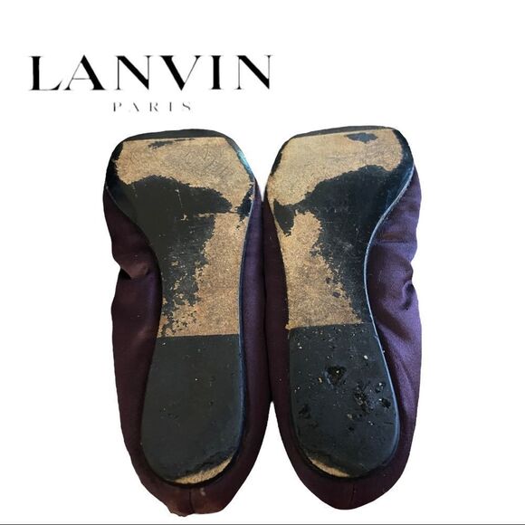 LANVIN Paris Purple Black Women's Round Toe Ballet Flats with Dust Bag 6 - Picture 8 of 8